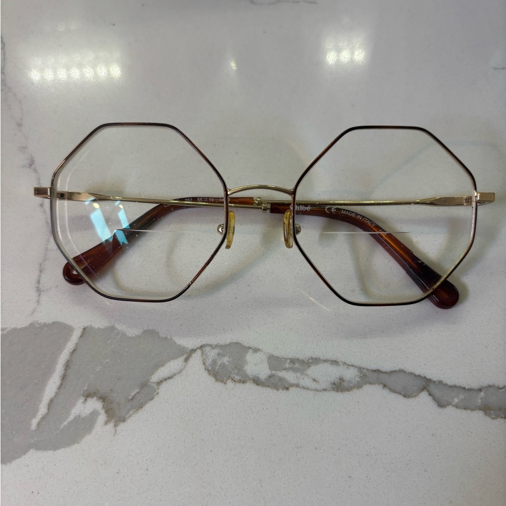 Chloe Havana Geometric Gold and Brown Glasses